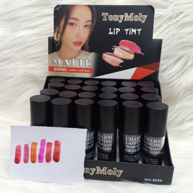 LIP TINT TONY MOLY MATE SHINE LONGLASTINH  JUAL PER BOK ISI 24.PCS