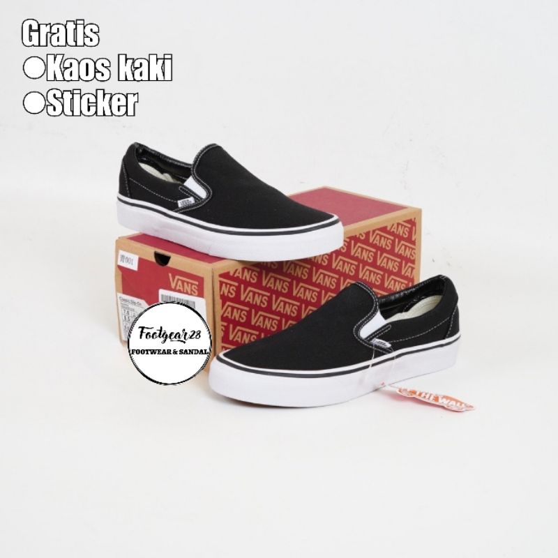 SEPATU VANS SLIP ON CHECKERBOARD SIDEWALL BLACK WHITE PREMIUM TERLARIS