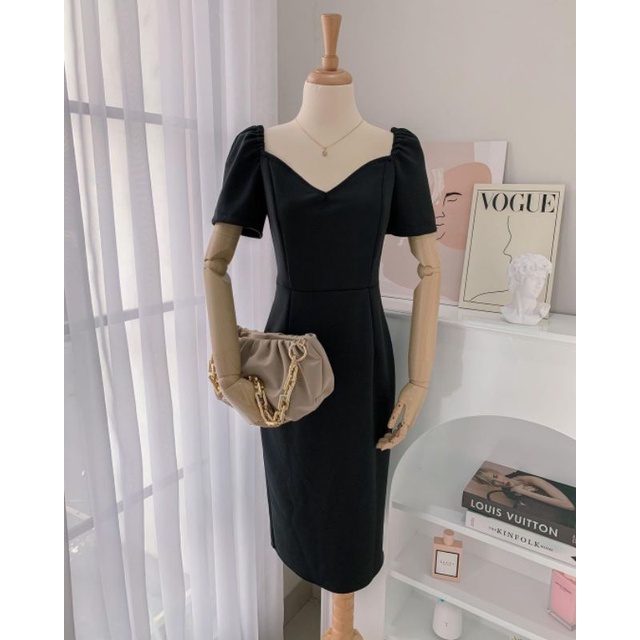 DRESS WANITA KONDANGAN KOREA PREMIUM IMPORT BANGKOK KOREAN STYLE MIDI SABRINA ISABEL DRESS