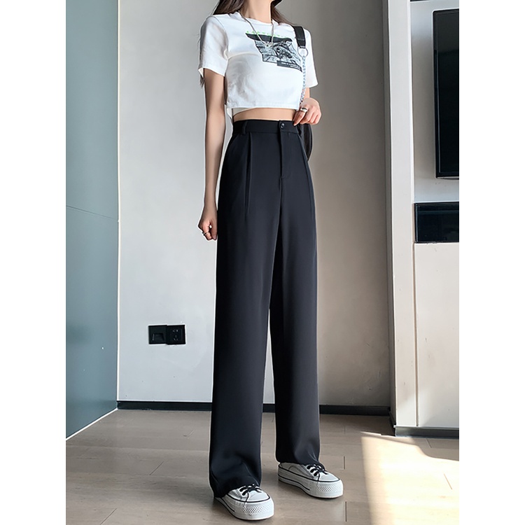 XIAOZHAINV Korea Casual Celana Panjang Straight Pants Wanita