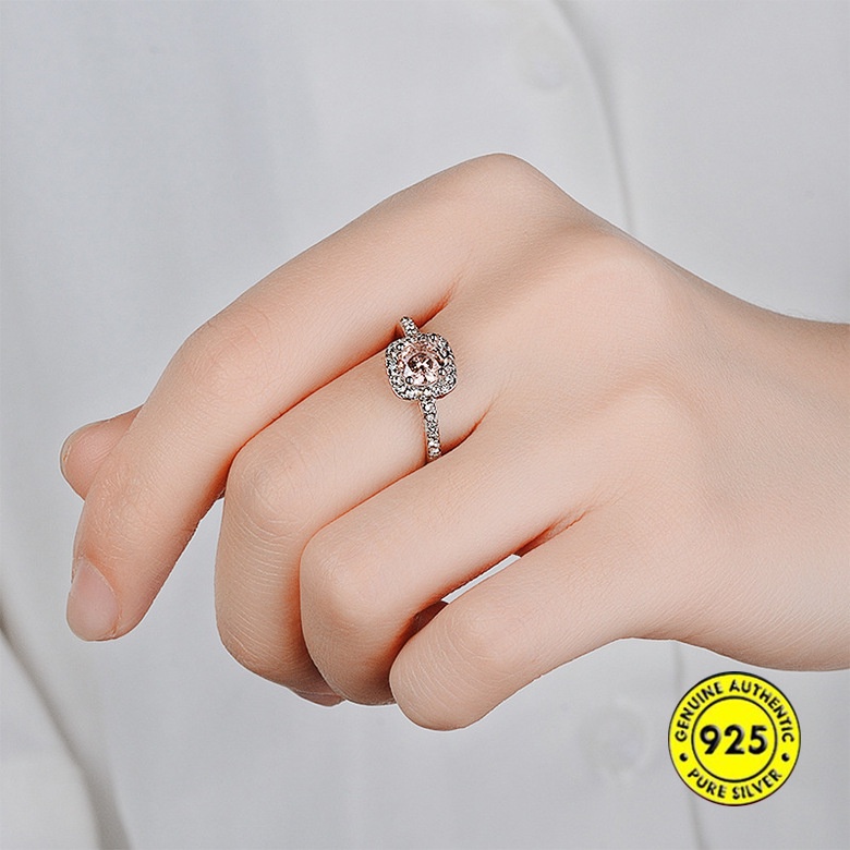 Cincin Zircon Bahan S925 Silver Gaya Eropa Dan Amerika Untuk Wanita