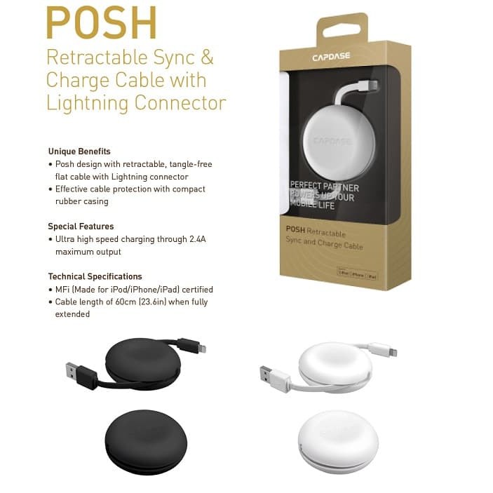 [DISKON 50%] CAPDASE POSH RETRACTABLE SYNC CHARGE CABLE