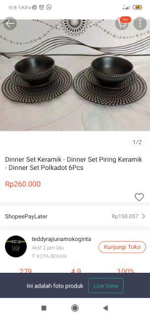 Dinner Set Keramik - Dinner Set Piring Keramik - Dinner Set Polkadot 6pcs