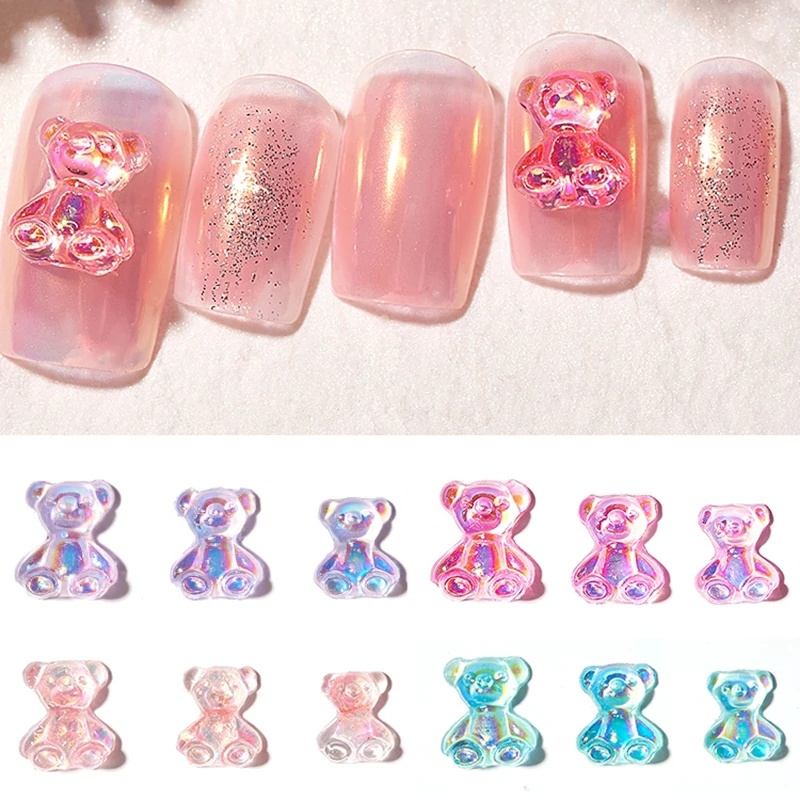 1 Pc Stiker Kuku 3D Warna Acak Untuk Dekorasi Nail Art