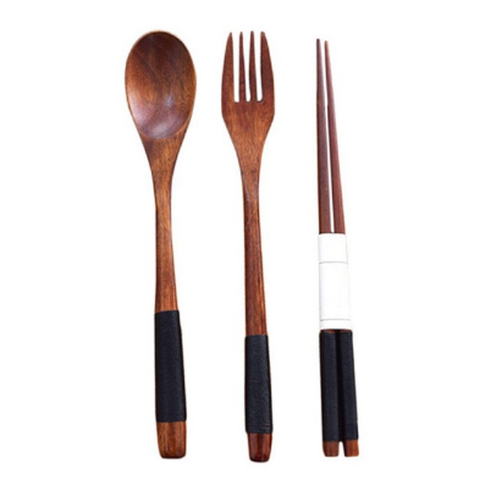 Healthy Wooden Tableware Set - Set Peralatan Makan Kayu (5pcs)