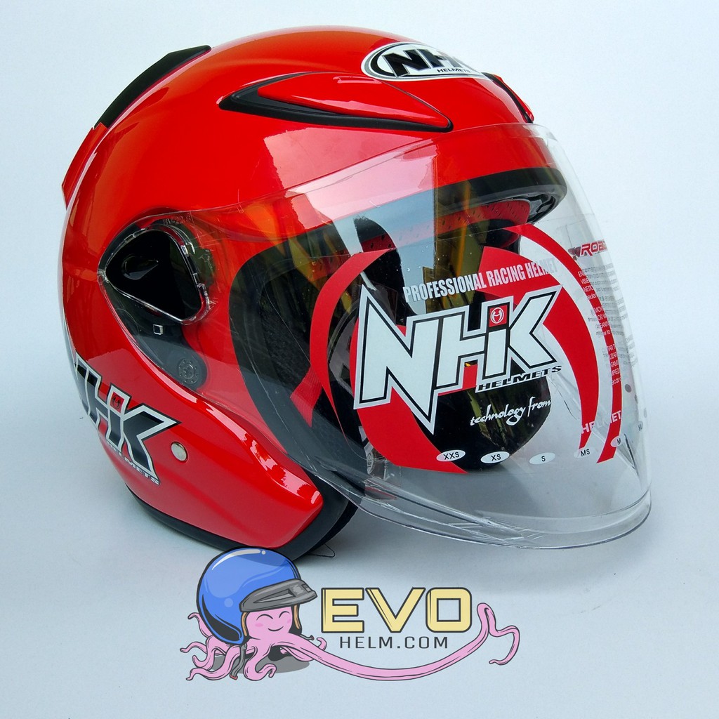 NHK R6 SOLID Half Face - Single Visor FIRE RED