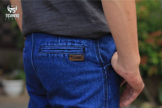 CELANA PENDEK JEANS RIP/PINGGANG KARET ORIGINAL TEVANO