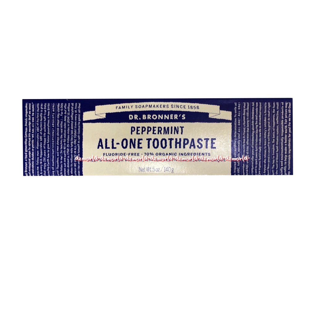 Dr Bronner's 140gr Peppermint All One Toothpaste Odol Pasta Gigi Dr Bronners Drbroner Pepper mint