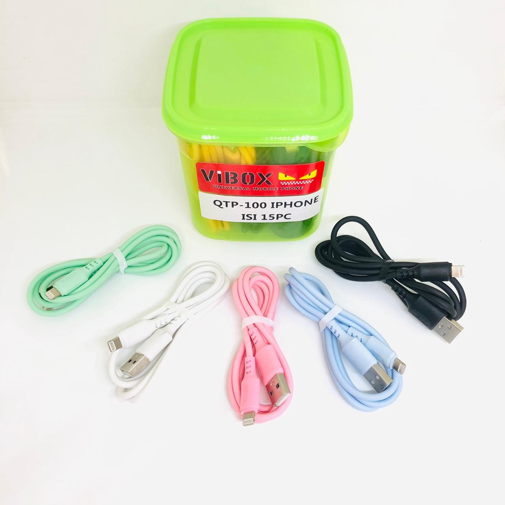 MINIGO {isi 15pcs} kabel data toples cantik Q-TOP100 TYPE-C / IPHONE 1meter original kabel charger for android smartphone
