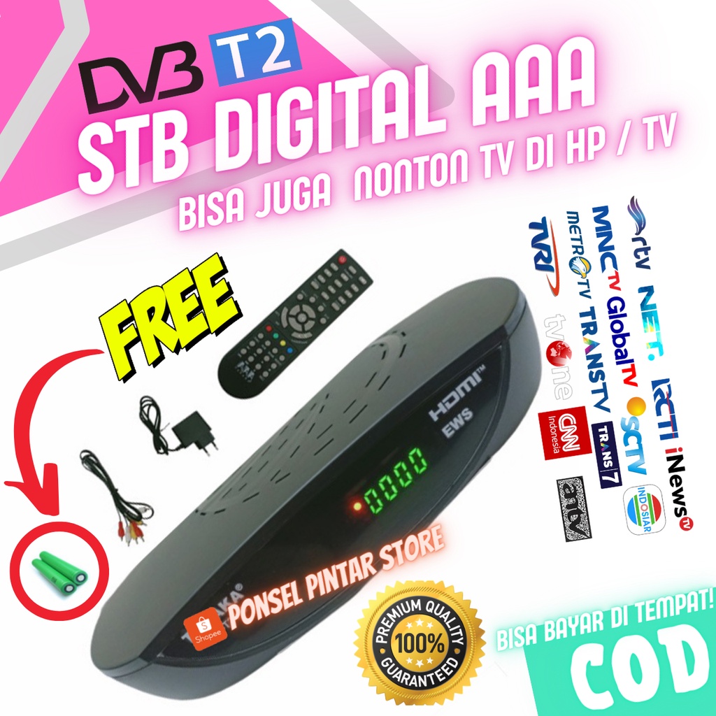 Set Top Box AAA New TV + HP Siaran Digital DVB-T2 UHF Free Channel Nasional