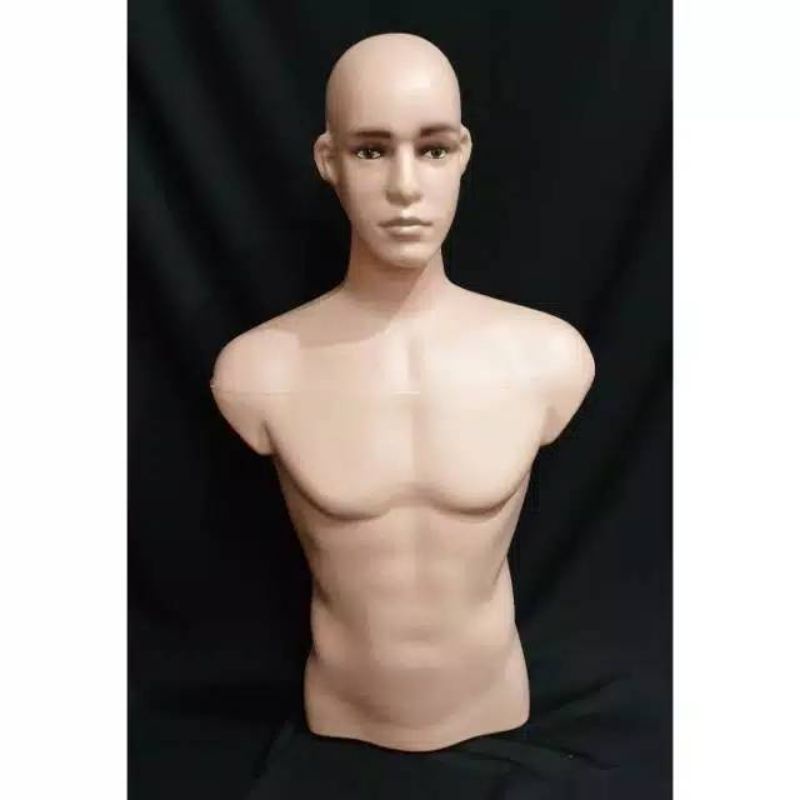 Patung Manekin Torso Cowok Ada kepala + MakeUp Manekin Pria Patung Manekin Baju Pria Patung Pria