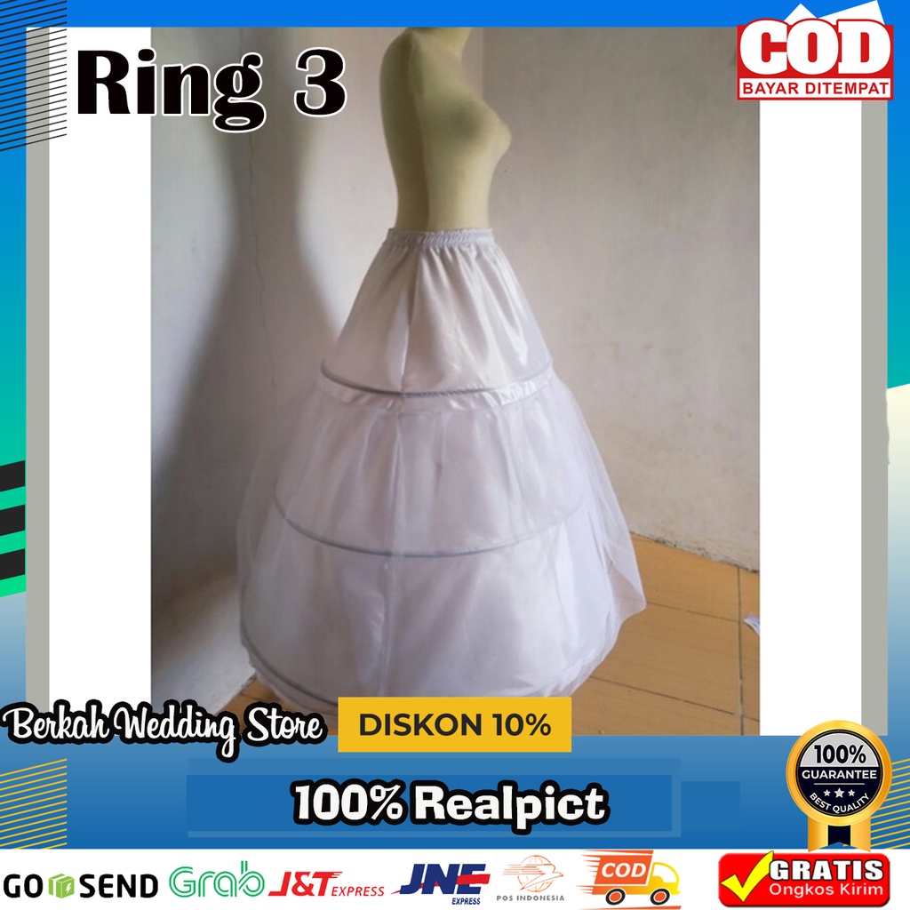 Petticoat/Pertikut/Petikut pengembang gaun Ring 3 plus kain Tile