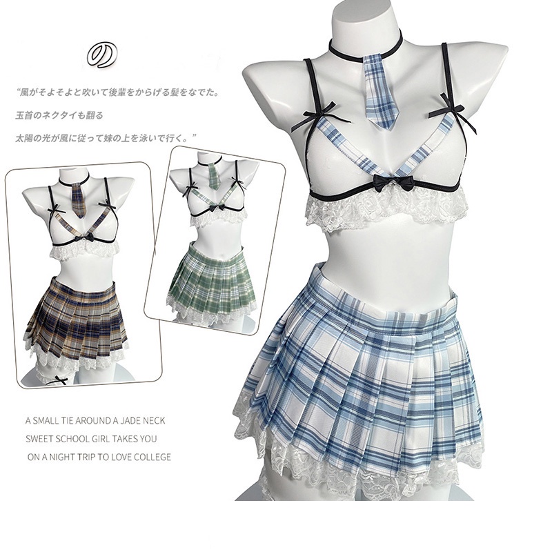 Wanita Lingerie Seksi Anime Cosplay Bikini Set Kostum Jepang Siswi Pakaian Dalam Seragam Cosplay Sexy 3A521