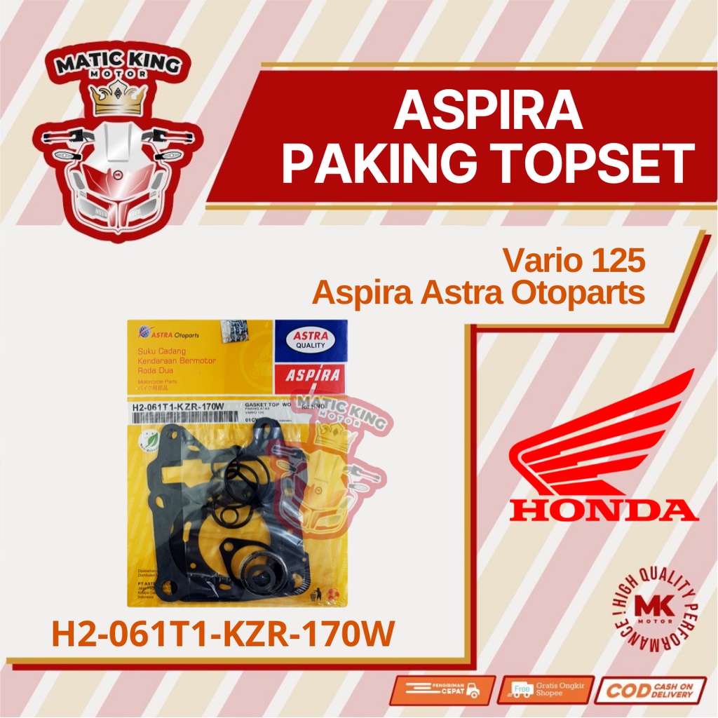 Paking gasket topset Honda Vario 125 Fi Techno asli ASPIRA H2-061T1-KZR-170W