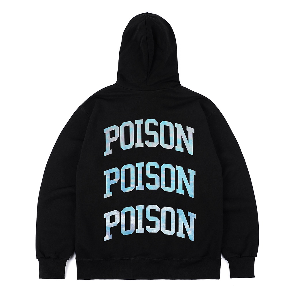 POISON FOREVER - Tri Logo Holo Hoodie Black - Heavyweight 330GSM