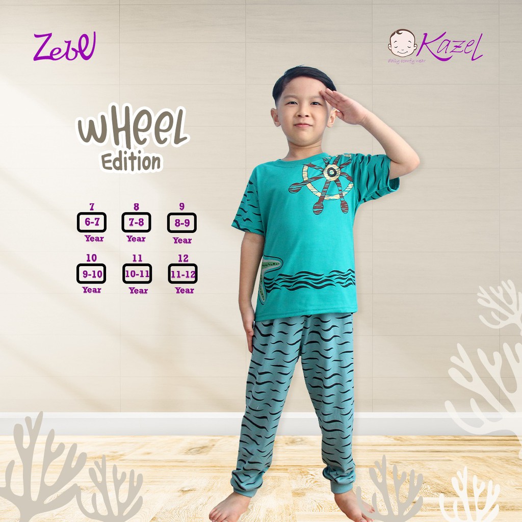 Zebe 6-12 tahun Piyama Motif BOY  Edition Wheel Brick Monkey KAZEL JOBEL CBKS