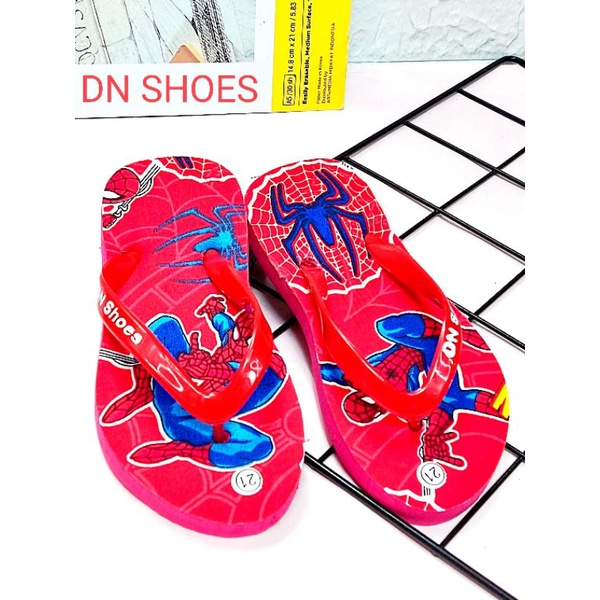 Sandal Anak Laki Laki sandal jepit anak Karakter Laba Laba Spider Merah