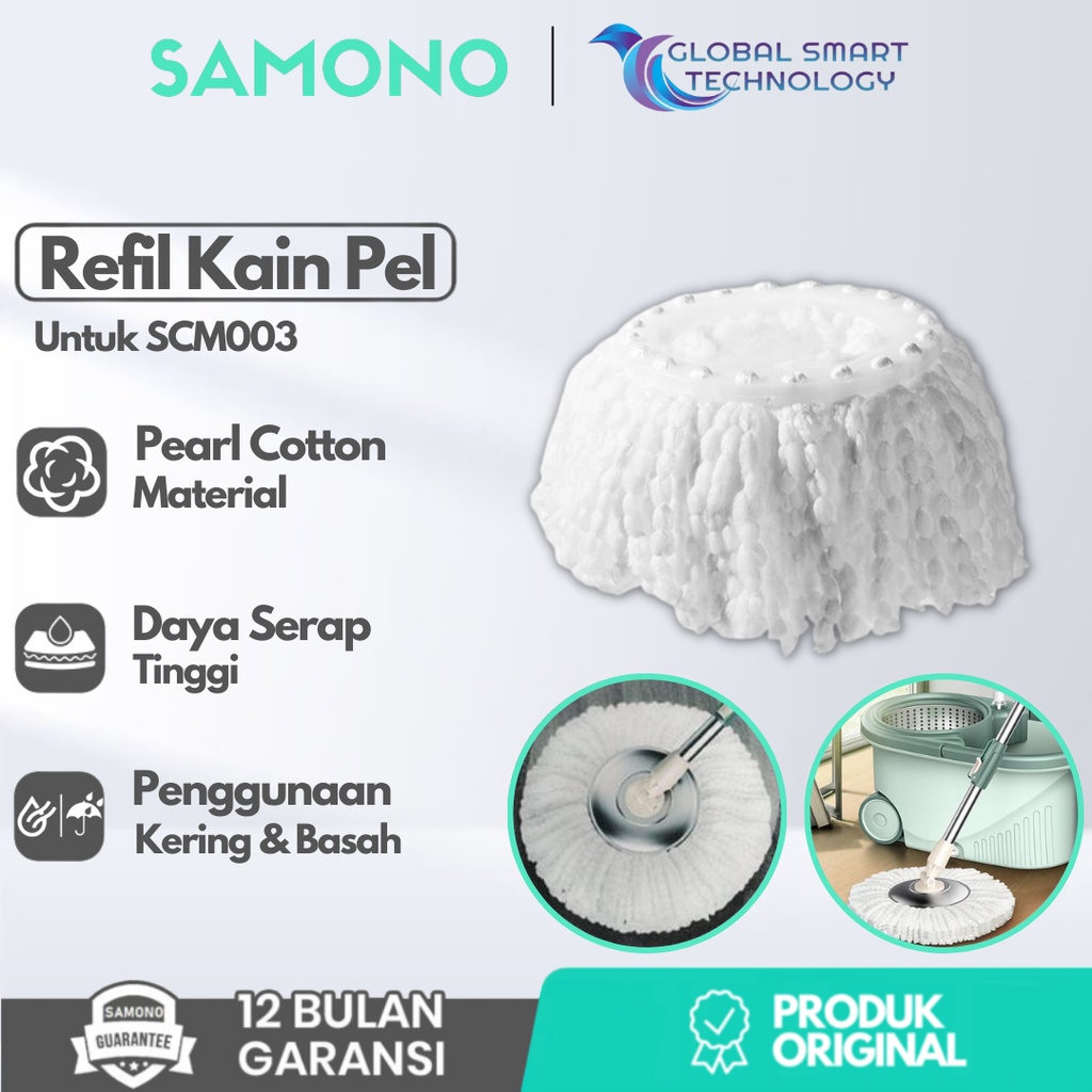 Samono SMC002 cleaning tools Refil Kain Pel warna putih Untuk SCM003 SCM009 SCM012 Replacement Kain Pel Refill Pengganti Original