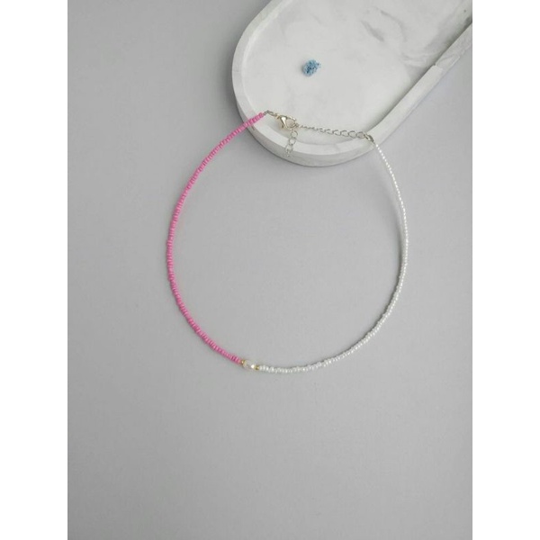 Necklace Pink White Pearl/Kalung Manik Mutiara