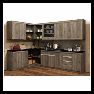 Diskon Kitchen Set Rak Dapur  Bawah  3 Pintu  Oak Dark 