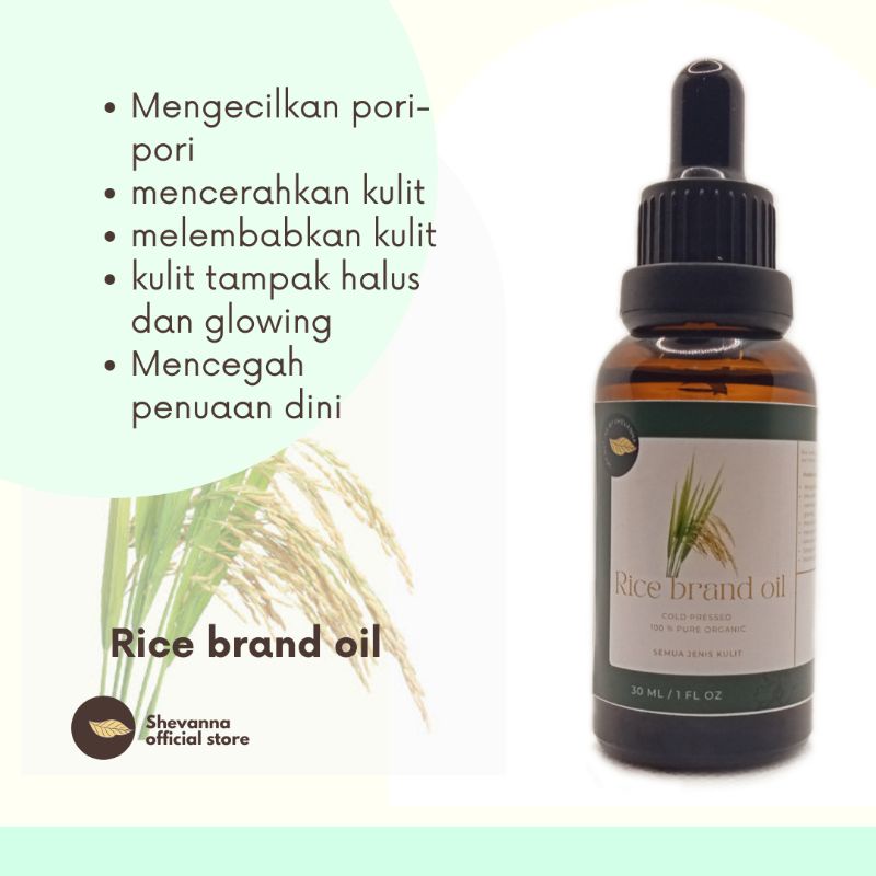 Rice Bran oil (minyak bekatul)/face oil serum/mengecilkan pori-pori/mencerahkan/menghaluskan/anti aging