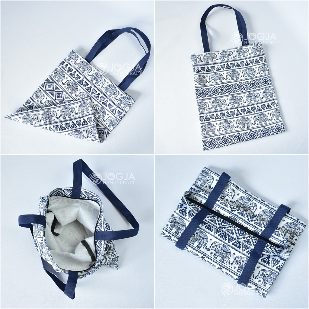 TOTE BAG CANVAS INDIAN MOTIF GOOD QUALITY WITH RESLETING