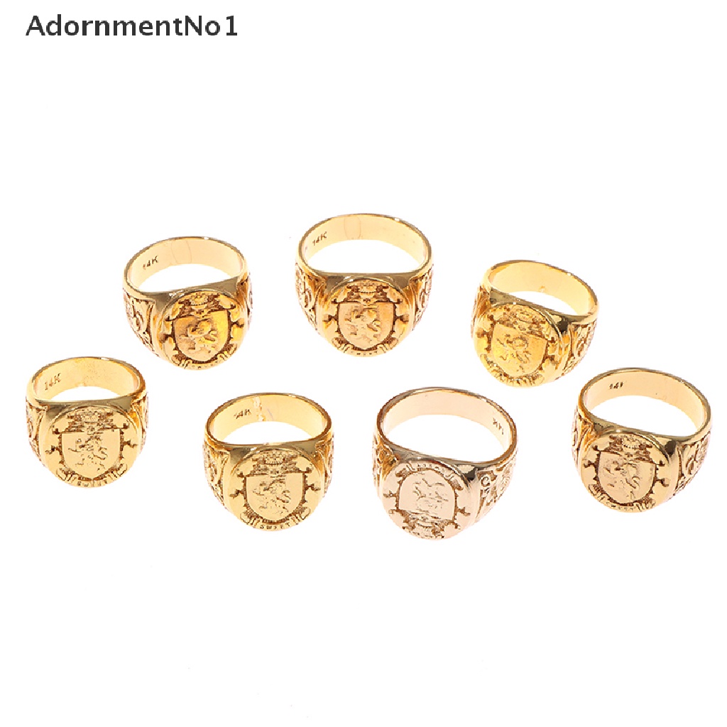 (AdornmentNo1) Cincin Lapis Emas 18K Desain Kepala Elang Ganda Gaya Punk Untuk Pria