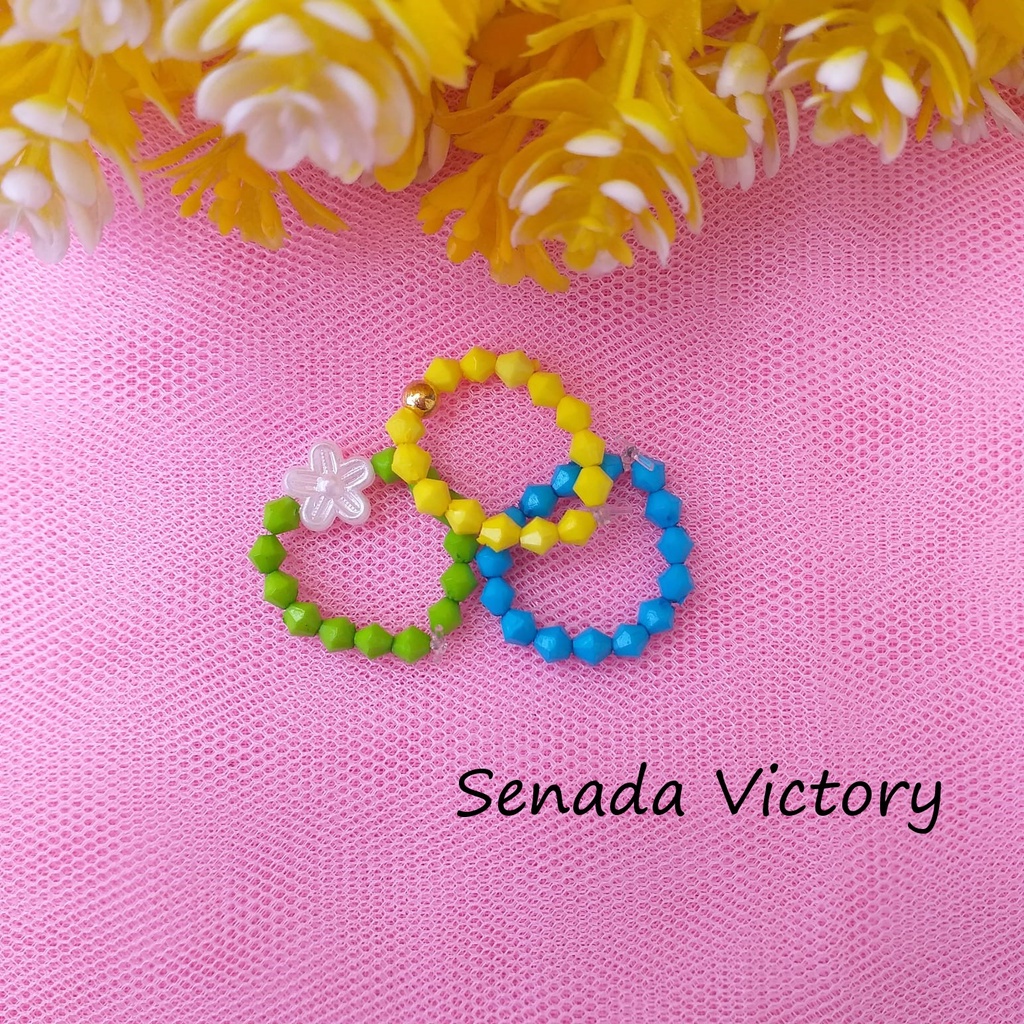 Senada Victory Cincin Anak Isi 3 Pcs Cincin Manik Anak Warna Aksesoris Wanita SC02