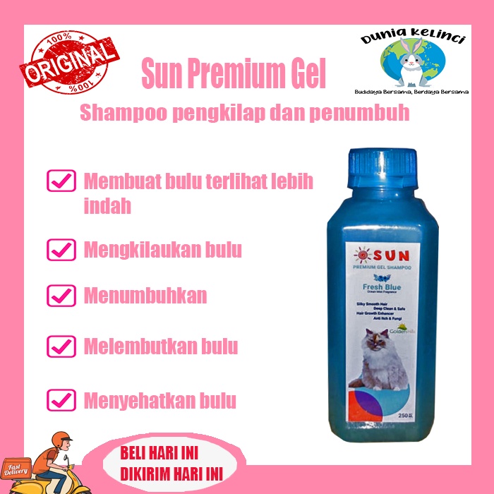 Shampoo Kucing Sun Premium Gel 250 ml jell Penumbuh bulu