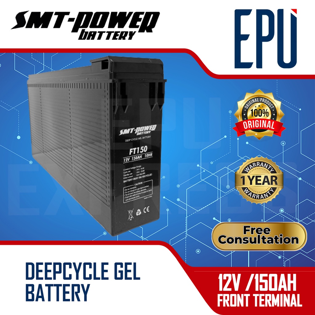 Aki Samoto SMT 12v 150ah Baterai UPS Aki Deep Cycle Gel Battery Solar