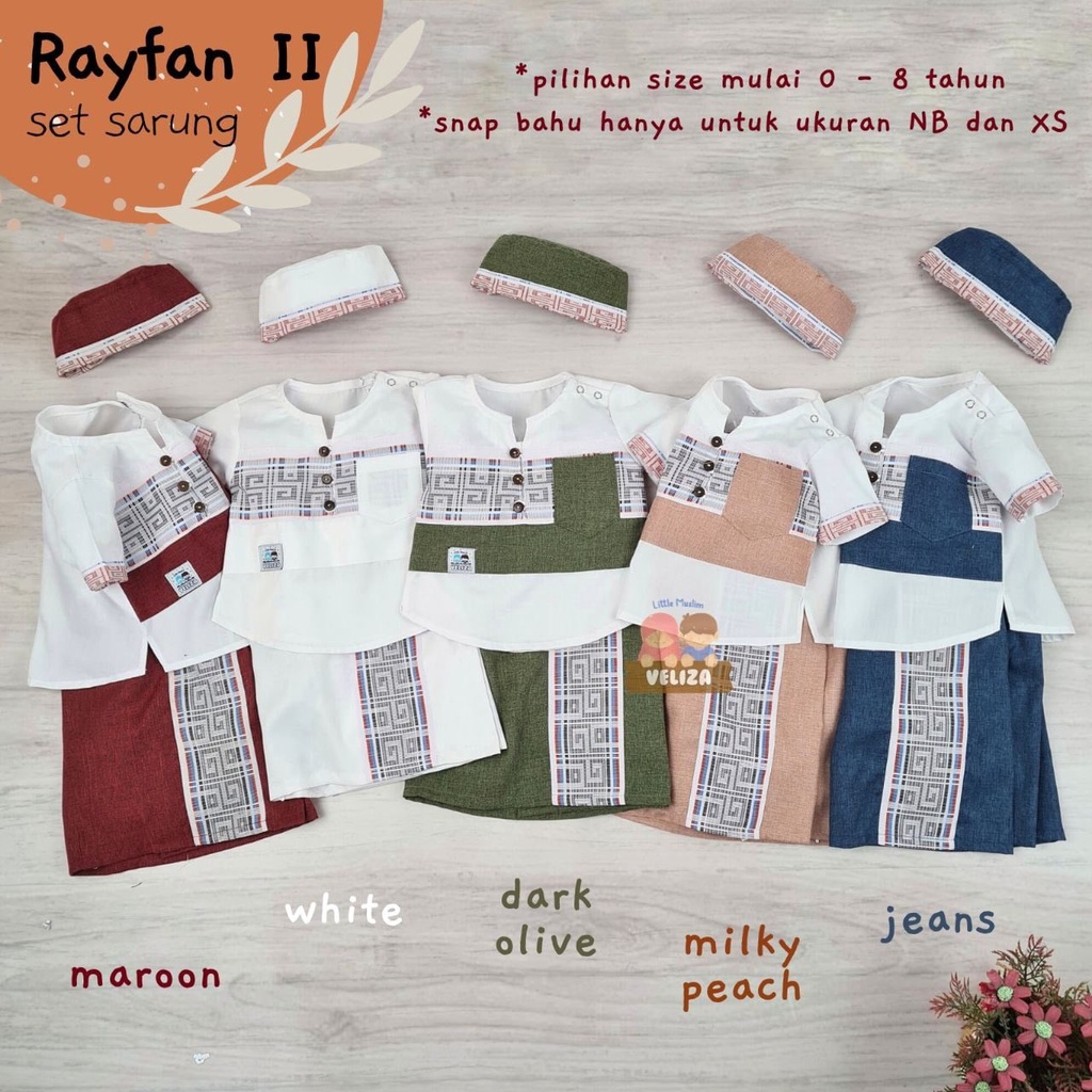 SET KOKO SARUNG ANAK / SET SARUNG KOKO  BAYI / SET SARUNG KOKO AQIQAH / SET KOKO SARUNG ANAK RAYFAN 