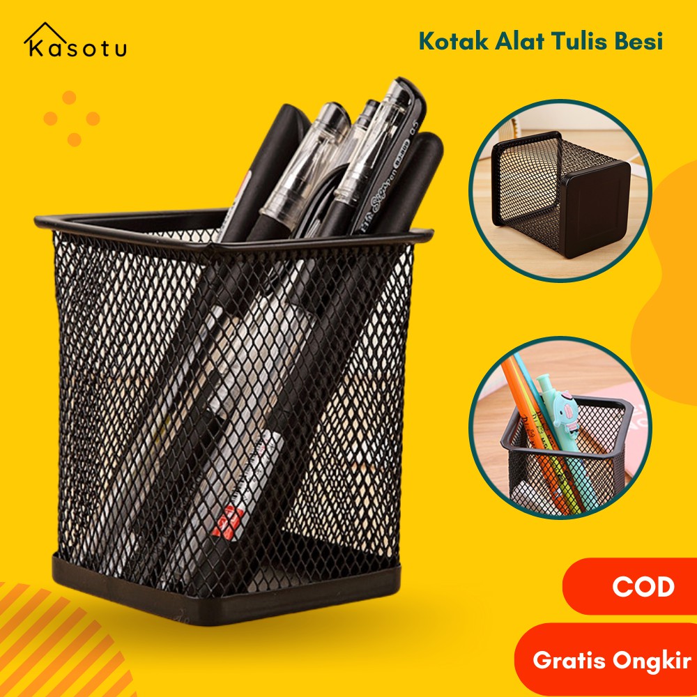 

Kotak Tempat Penyimpanan Alat Tulis Pensil Pulpen Organizer Meja Kantor Sekolah Besi Aesthetic Korea