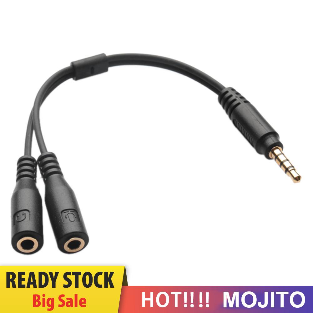 MOJITO 3.5mm Stereo Audio Male to 2 Female Headphone Mic Y Splitter Cable Adapter