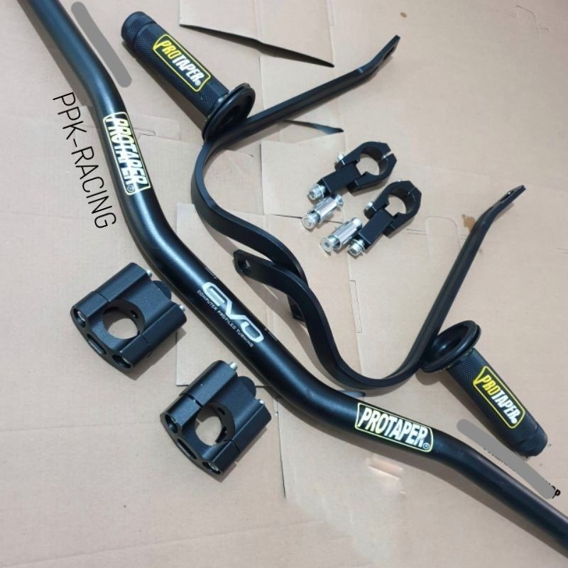 Paketan 3 In 1 Stang Fatbar Protaper Evo Low Plus Handguard Tulang Raiser Grip Supermoto Trail KLX