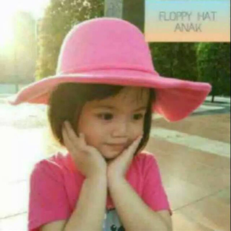 TOPI PANTAI FLOPPY ANAK warna pink TK/ SD