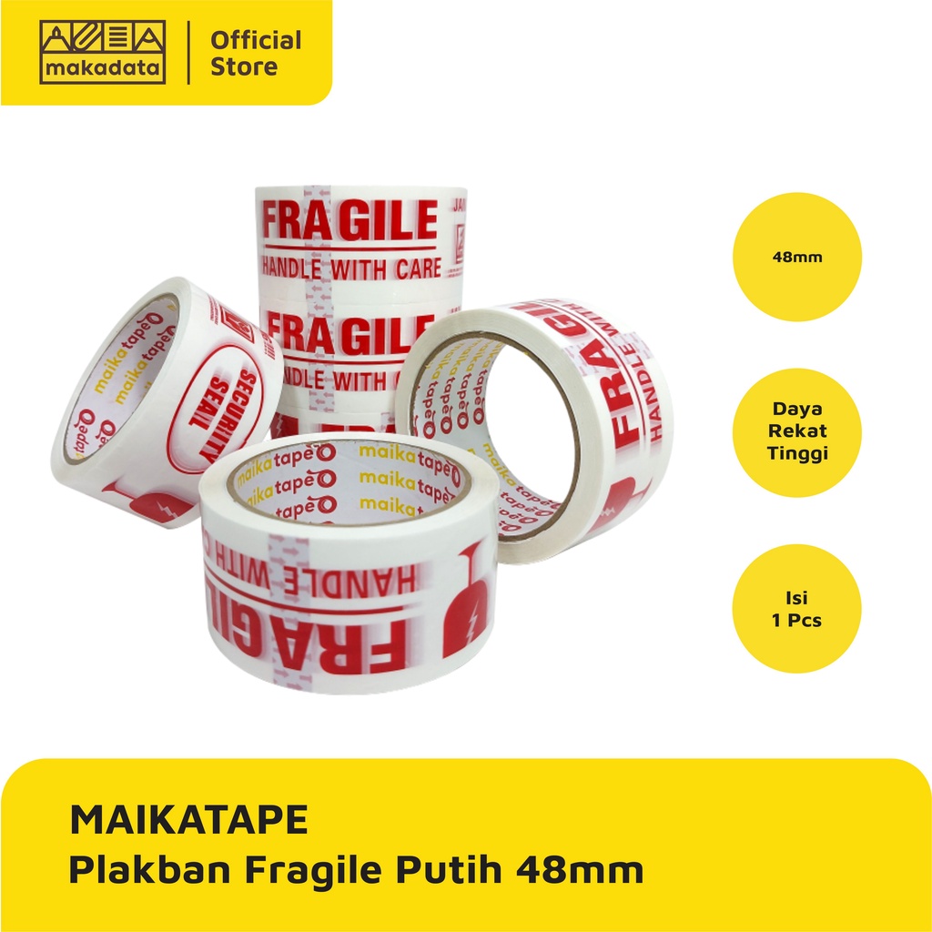 

OPP TAPE / PLAKBAN / LAKBAN FRAGILE PUTIH MAIKATAPE 48MM MURAH