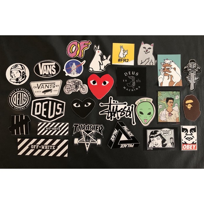 Langsung Order Hypebeast Decal Sticker Pack - Supreme Palace Stussy CDG Bape Vans Limited