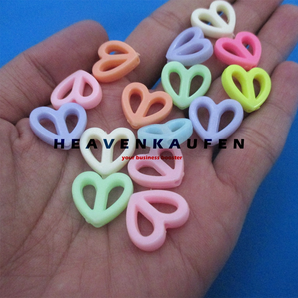 Manik Manik Beads Heart Love Hati Type B Plastik 1,5 cm Diameter Lubang 1,5 ,mm Mix Warna Per Pack isi 50 Pcs