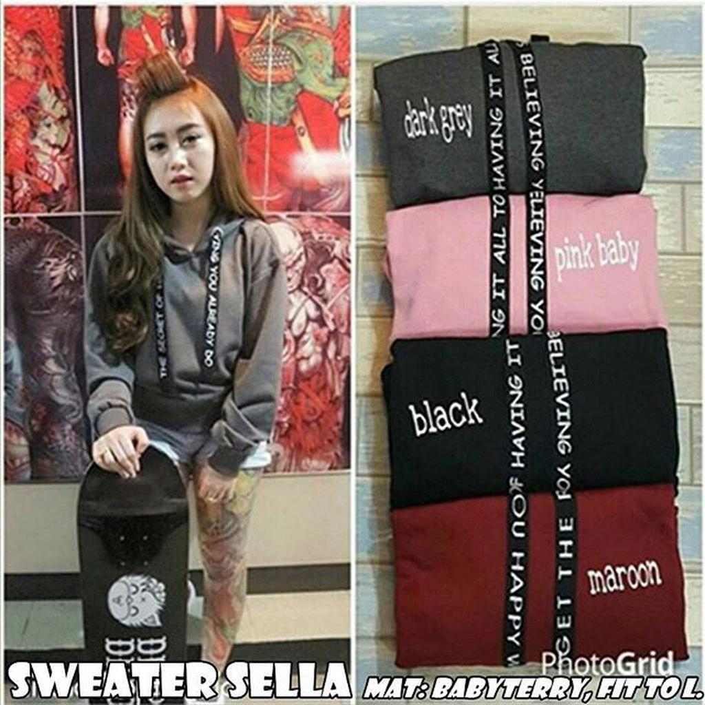 iseven p SWEATER SELLA HOODIE TALI TULIS HOODIE LETTER 