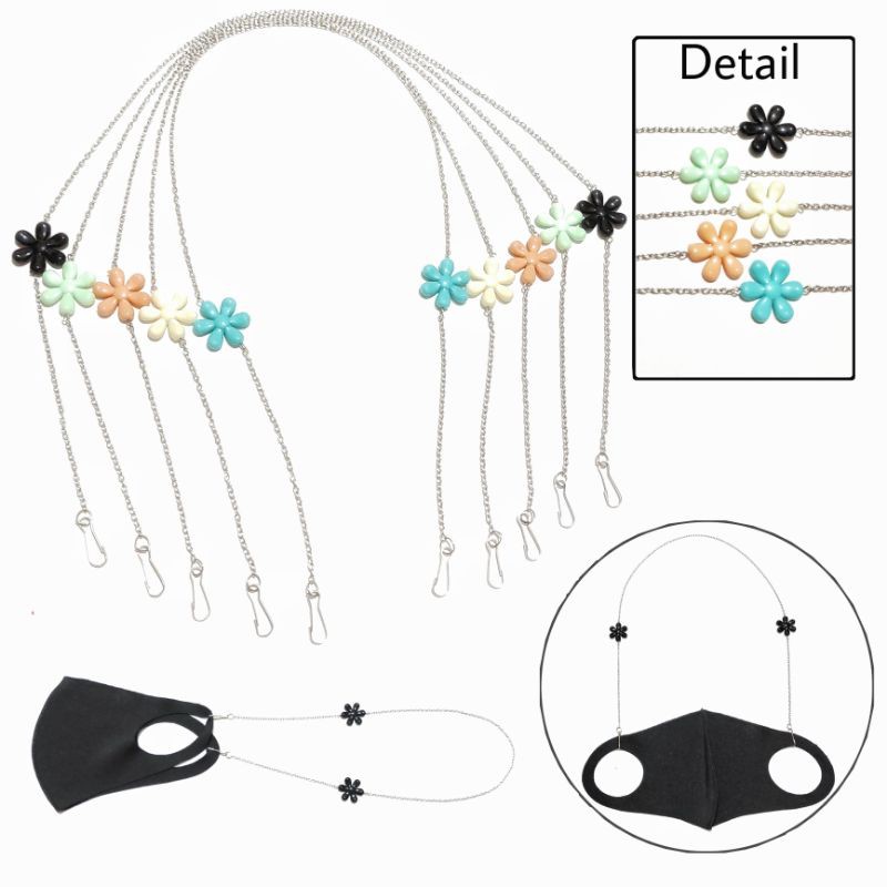 Kalung Gantungan Masker Strap Mask Hanging Liontin Bunga Pastel Flower Charm Rantai Chain