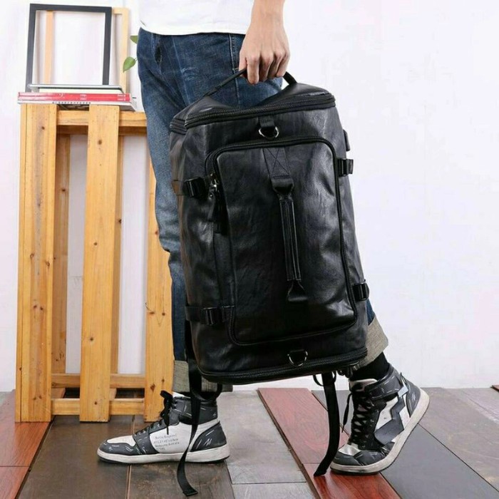 Tas Travel Bag Kulit PU Tas Pria Tas Wanita Tas Pakaian Tas Ransel