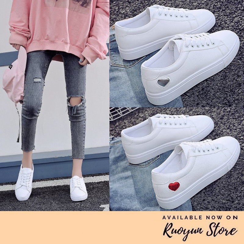 RYS - Cute Heart Sepatu Canvas Wanita Fashion Casual - Ori Import