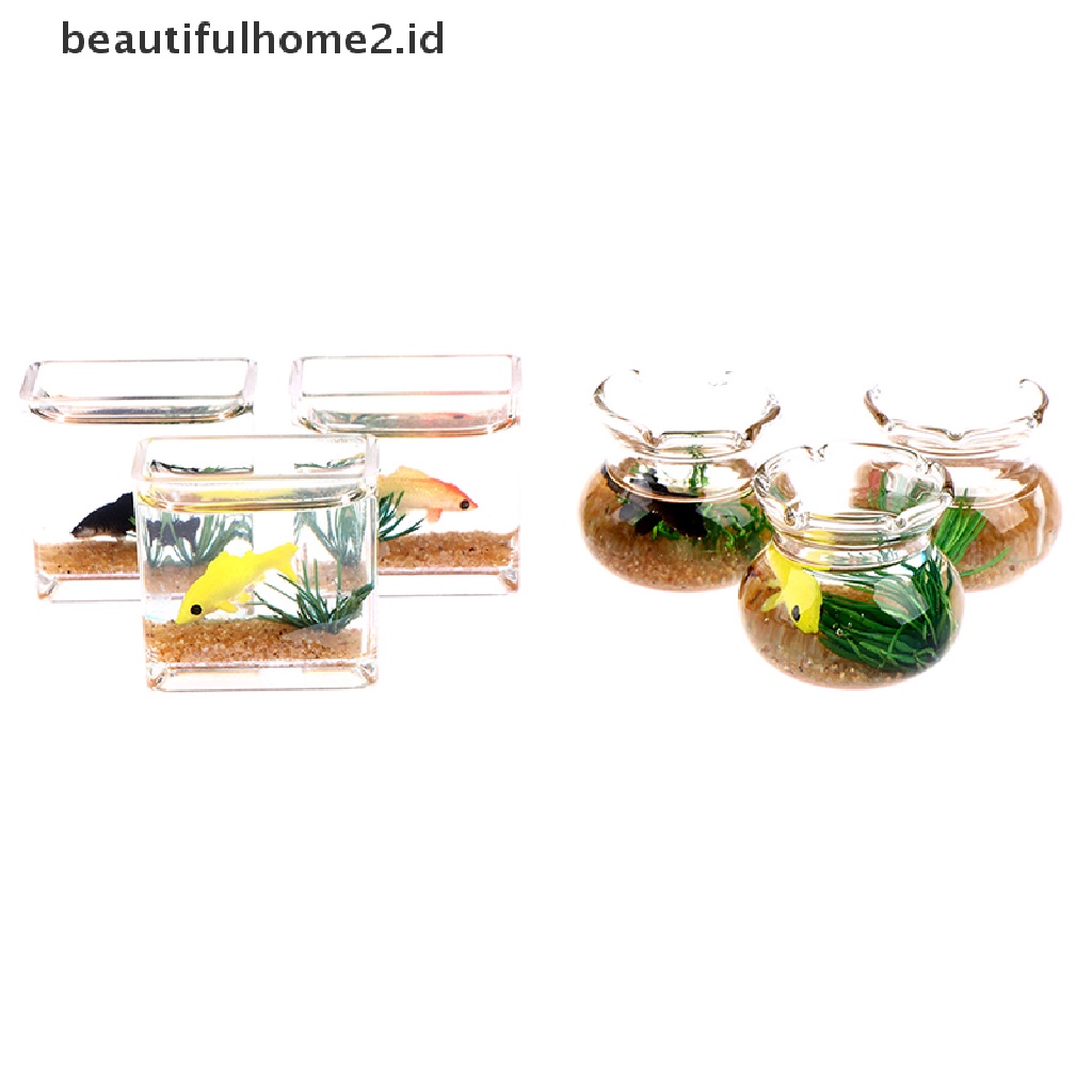 (beautifulhome2.id) Miniatur Akuarium Ikan Bahan Kaca Untuk Dekorasi Rumah Boneka