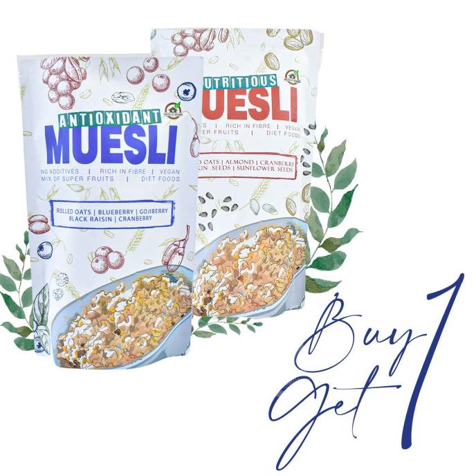 

Harap Baca Deskripsi Sebelum Order BUY 1 GET 1 8 Variant Muesli 500 Gr x 2 Pack