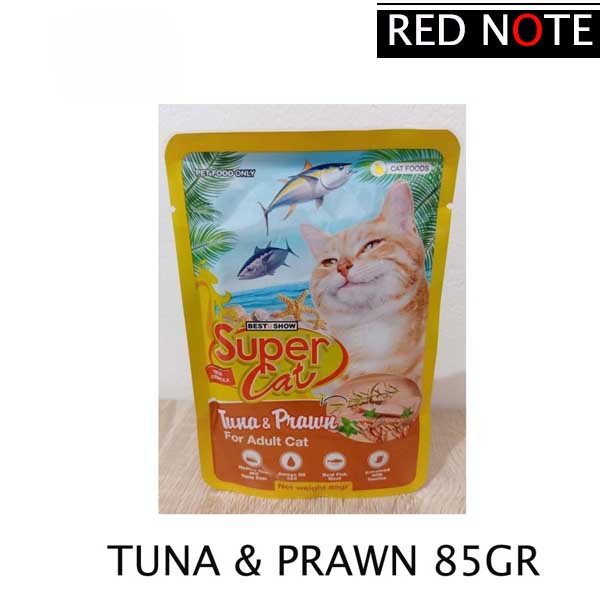 SUPER CAT Pouch Adult Tuna &amp; Prawn 85gr