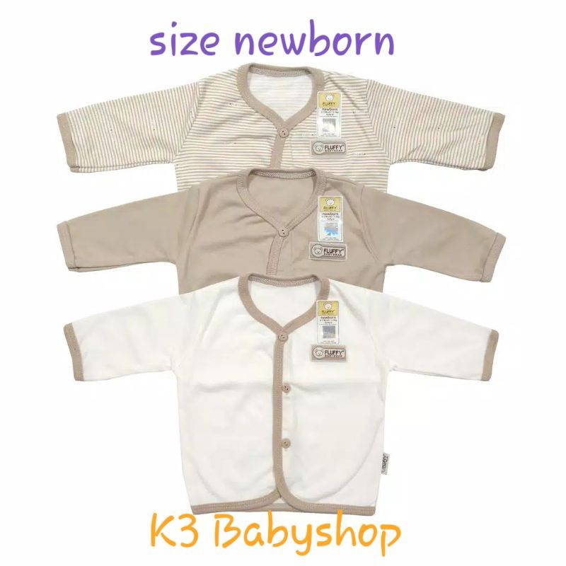 Baju Panjang Bis Fluffy khaki coklat putih white kemeja bayi anak piyama bayi anak SNI