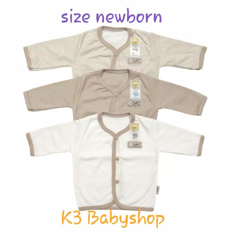 Baju Panjang Bis Fluffy khaki coklat putih white kemeja bayi anak piyama bayi anak SNI