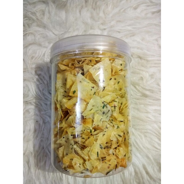 

KERIPIK LUMPIA ORIGINAL KEMASAN TOPLES UKURAN 800ML