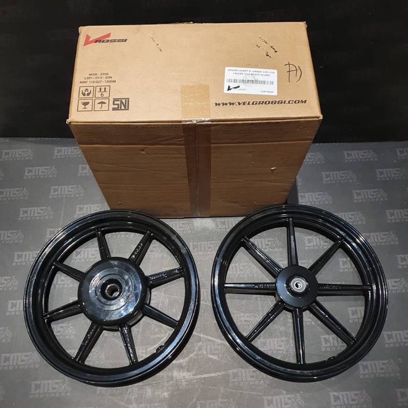 Velg Racing VRossi Venom Comet Ring 14 Palang 8 Honda Vario 125 / 150 Black Gloss