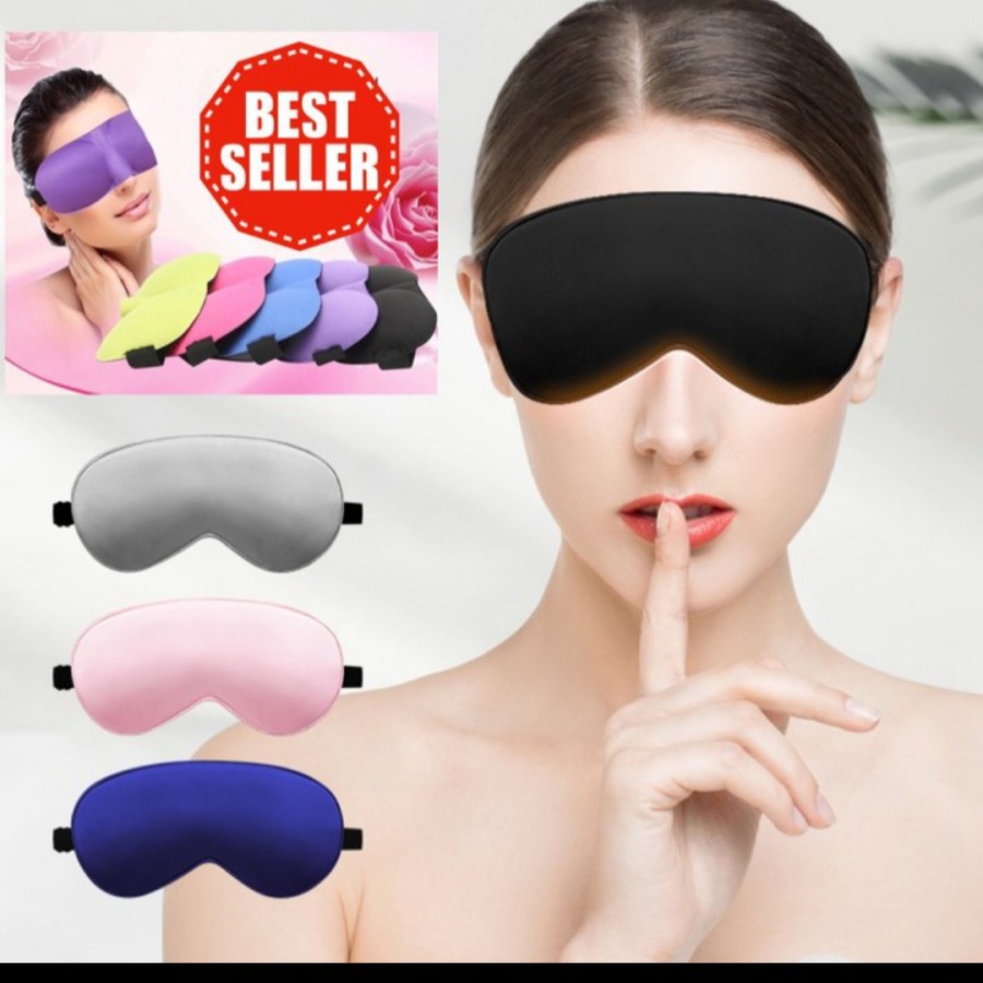 Penutup mata silikon eye mask sleeping gel aksesoris tidur travel home - Biru